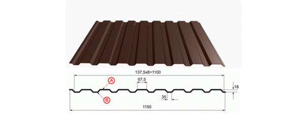 Профнастил коричневый оцинкованный  RAL 8017 С-20 купить недорого в Столбовой