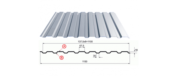 Профнастил оцинкованный С-20 1100x2500 купить недорого в Столбовой